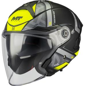 Open motorhelm MT Cosmo SV Arrow B3 mat zwart-grijs-fluogeel