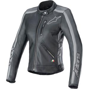 Alpinestars Stella Dyno zwart-grijs leren motorjack voor dames