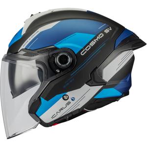 Open motorhelm MT Cosmo SV Icarus B7 mat zwart-blauw-grijs
