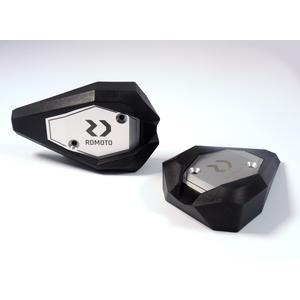 Padací slidery RDMOTO černý polyamid se stříbrnými krytkami