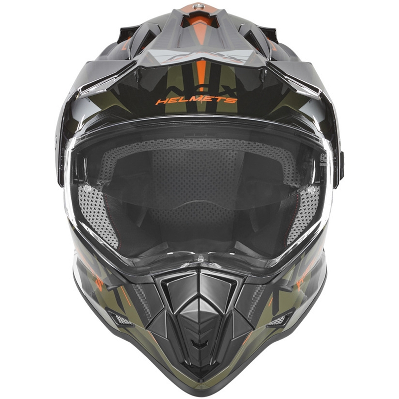 Enduro motorhelm NOX N312 Track khaki-oranje