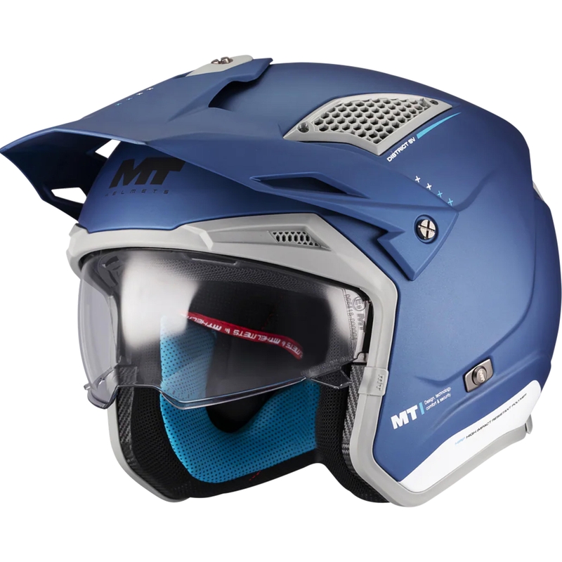 Open motorhelm MT District SV S Soul C7 matblauw-grijs