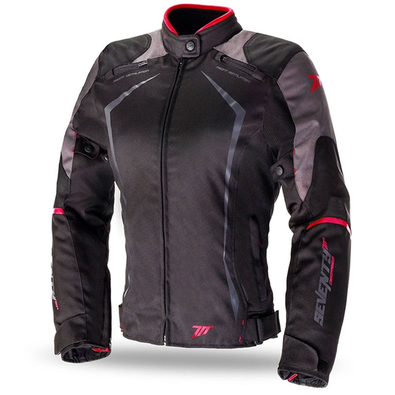 Dames motorjas SEVENTY DEGREES SD-JR49 zwart-rood
