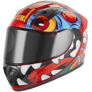 Kinder integraal motorhelm NOX N731 Scrappy rood-multicolor