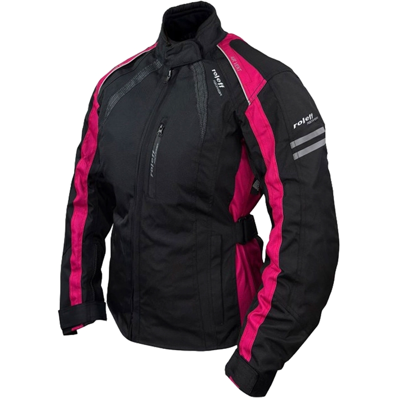 Roleff Venedig zwart met roze motorjack voor dames
