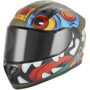 Kinder integraal motorhelm NOX N731 Scrappy kaki-multicolor