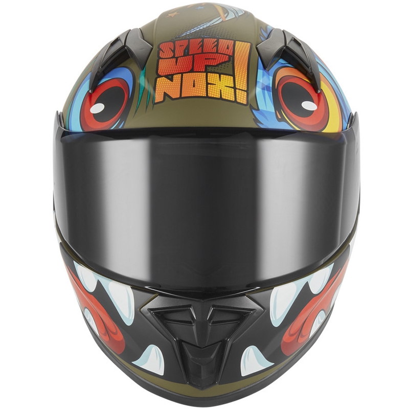 Kinder integraal motorhelm NOX N731 Scrappy kaki-multicolor
