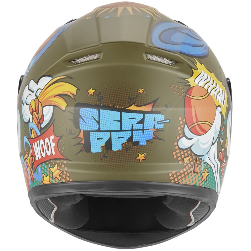 Kinder integraal motorhelm NOX N731 Scrappy kaki-multicolor