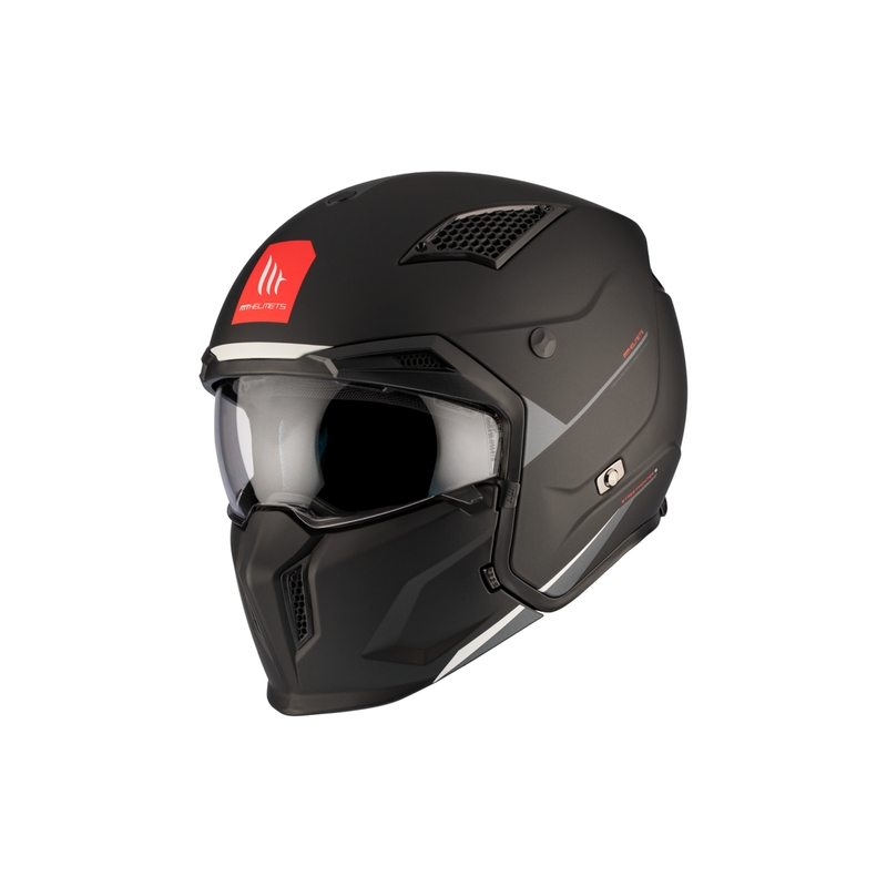 Open helm met masker MT Streetfighter SV S Solid A1 zwart mat met iridium vizier - II. kwaliteit