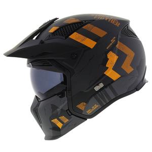 Open helm met masker MT Streetfighter SV S Skull A12 grijs-oranje met iridium vizier - II. kwaliteit