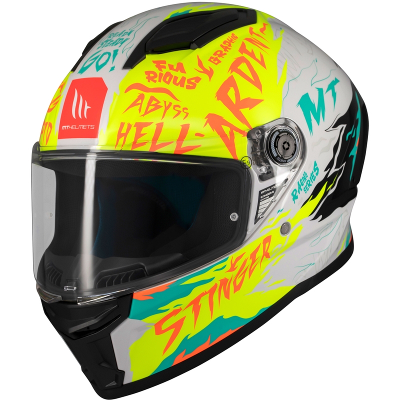 Integraal motorhelm MT Stinger 2 Ardent wit-geel - II. kwaliteit