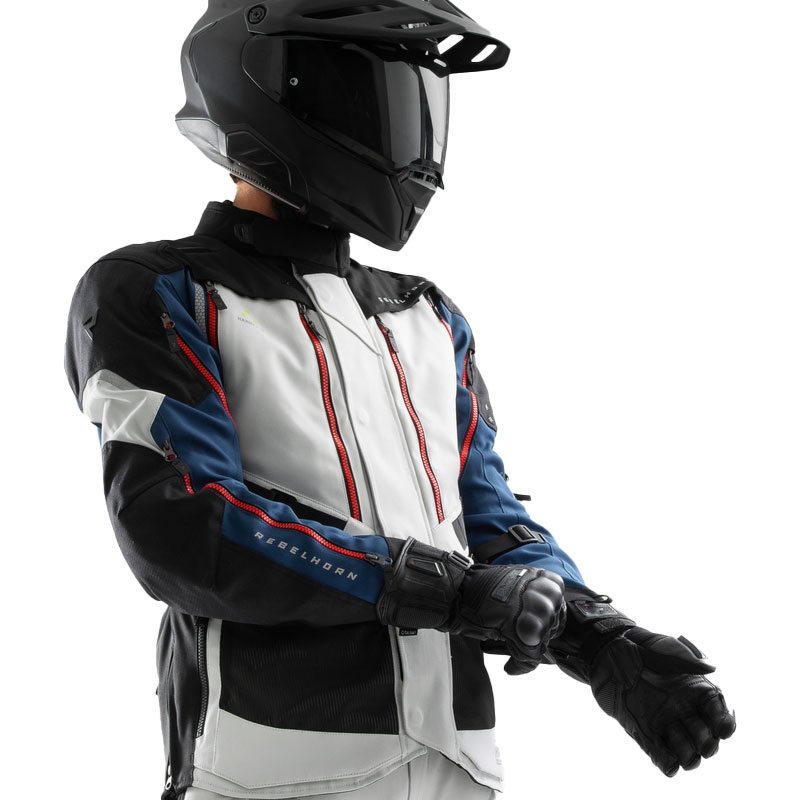 Motorjas Rebelhorn Hardy 3.0 blauwgrijsrood - II. kwaliteit
