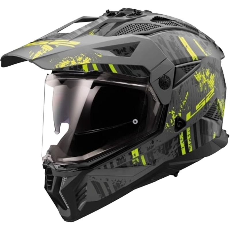 Enduro motorhelm LS2 MX702 PIONEER II CRAZY zwart-fluor geel