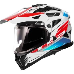 Enduro motorhelm LS2 MX702 PIONEER II NAMIB wit-blauw-rood