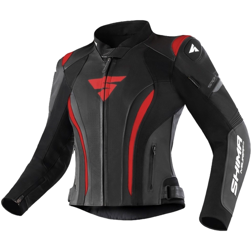 Dames motorjack Shima Miura 2.0 zwart-rood