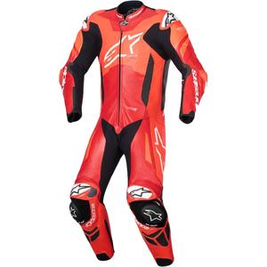 Alpinestars GP Plus V4 Sprint Eendelig Leren Motorpak, Tech-Air Compatibel, Fluo Rood-Rood-Wit-Zwart