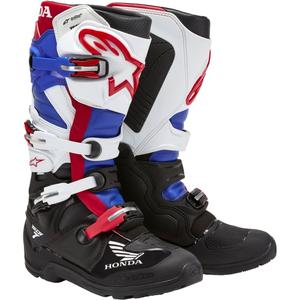 Alpinestars Tech 7 Enduro Drystar Honda Motorlaarzen Zwart-Blauw-Wit-Rood