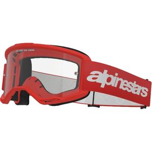 Alpinestars Vision 3 Wordmark rode motorcrossbril met helder plexi