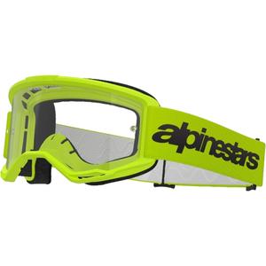 Alpinestars Vision 3 Wordmark motorcrossbril fluo geel met heldere plexi