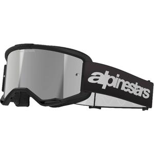 Alpinestars Vision 3 Wordmark motorcrossbril zwart met gespiegeld zilver plexi