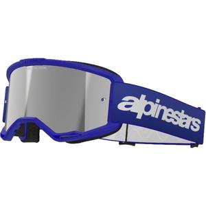 Alpinestars Vision 3 Wordmark motorcrossbril blauw met gespiegelde zilveren lens