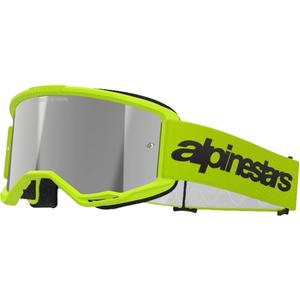 Alpinestars Vision 3 Wordmark fluo gele motorcrossbril met zilveren radiale lens