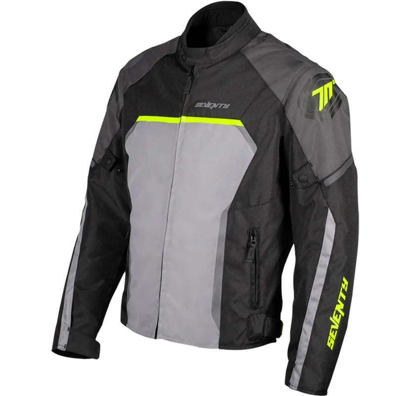Seventy Degrees SD-JR65 Piston motorjas zwart-grijs-fluorescent geel