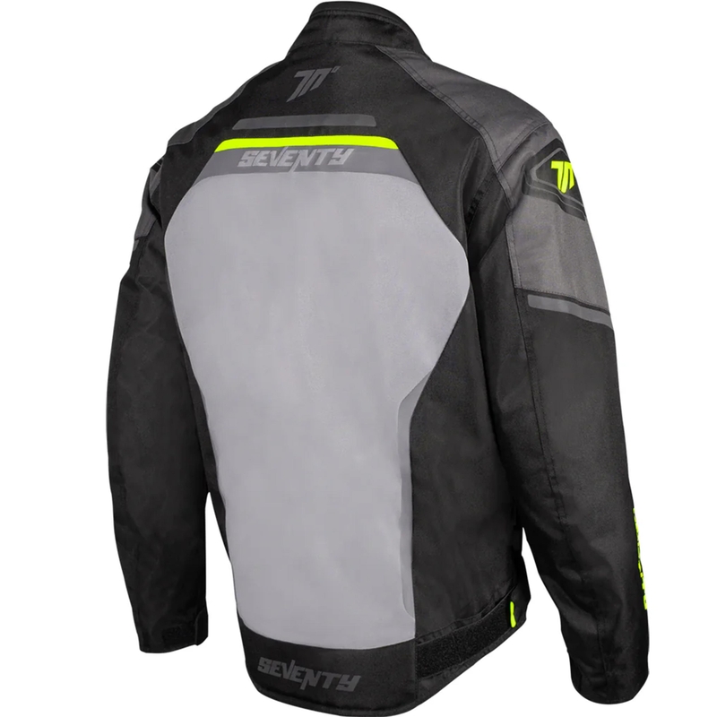 Seventy Degrees SD-JR65 Piston motorjas zwart-grijs-fluorescent geel