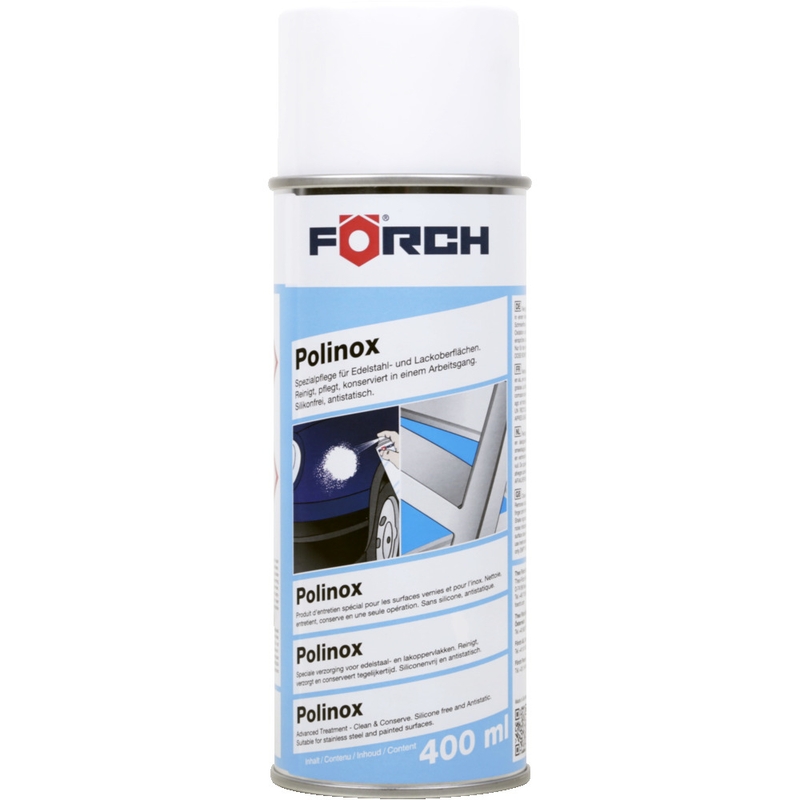 Reinigings- en verzorgingsproduct voor staal, aluminium en lak. Forch Polinox P361 400 ml
