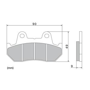 Remblokken NISSIN semi-metallische samenstelling 90x49x9 mm 2 stuks