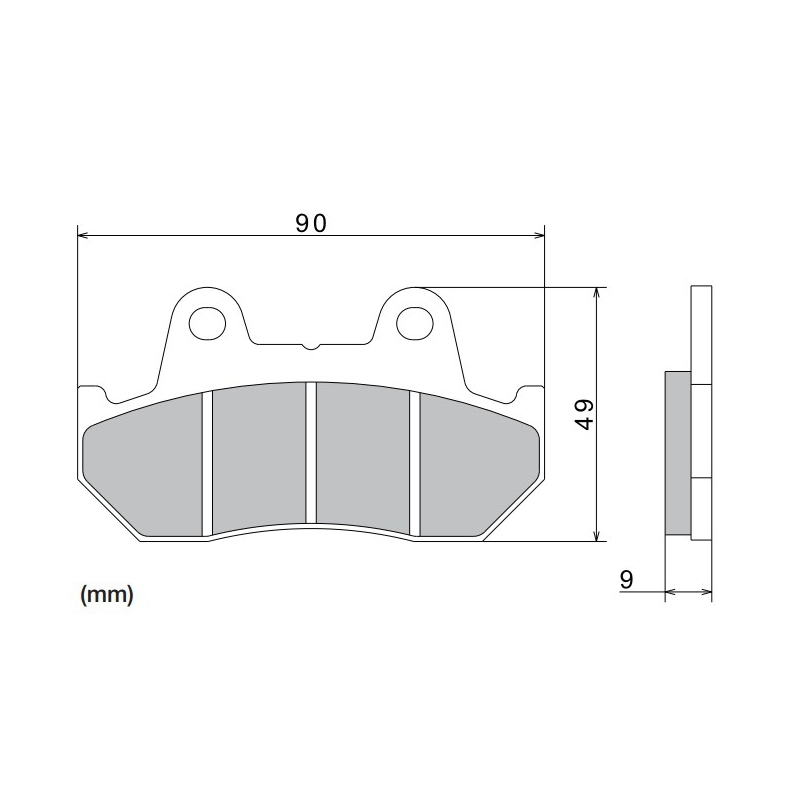 Remblokken NISSIN semi-metallische samenstelling 90x49x9 mm 2 stuks