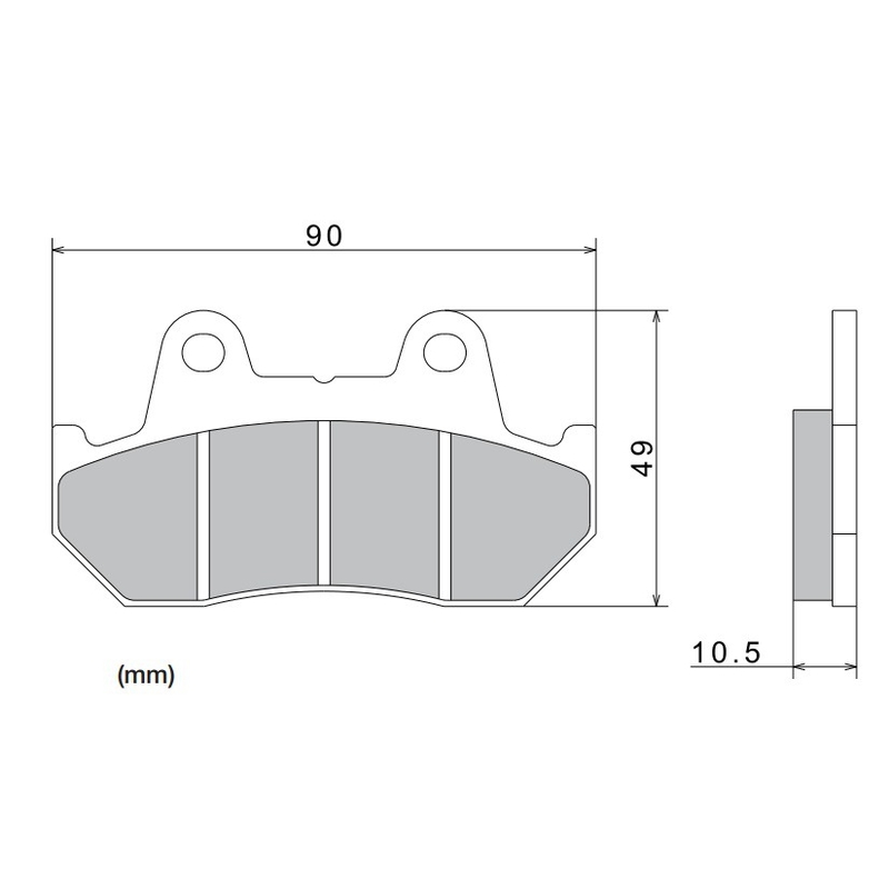 Remblokken NISSIN semi-metallische samenstelling 90x49x10,5 mm 2 stuks