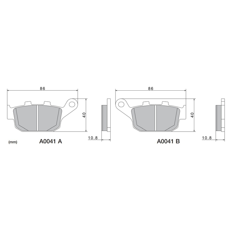 Remblokken NISSIN semi-metallische samenstelling 86x40x10,8 mm 2 stuks