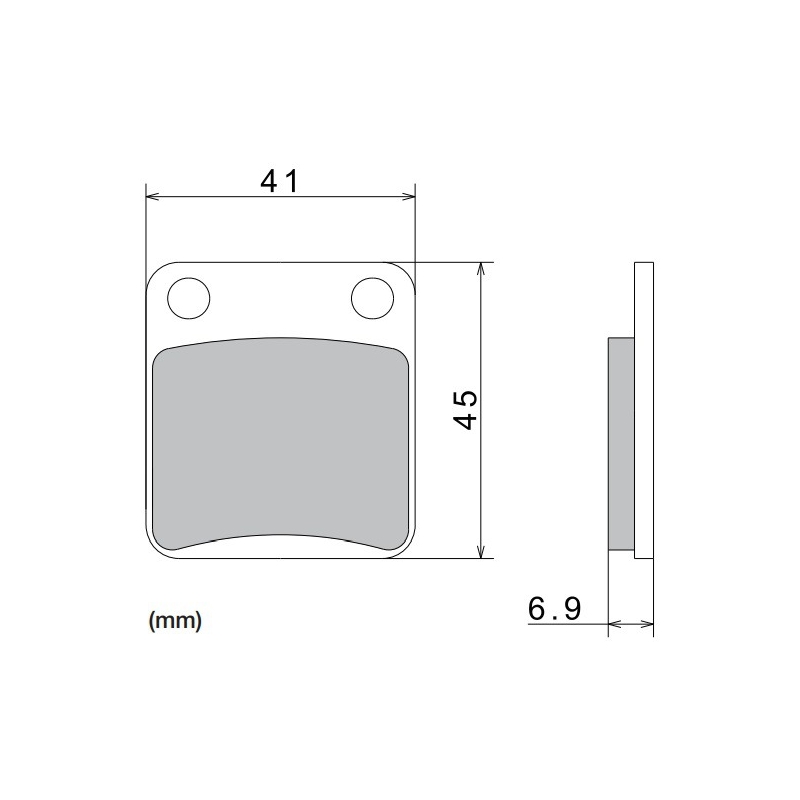 Remblokken NISSIN semi-metallische samenstelling 41x45x6,9 mm 2 stuks