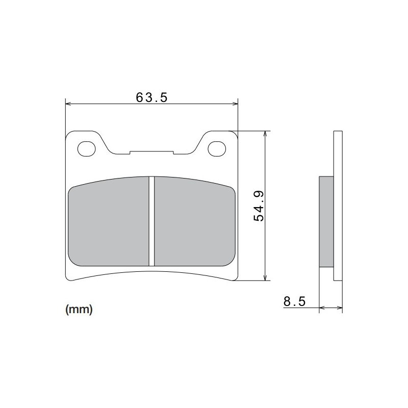 Remblokken NISSIN semi-metallische samenstelling 63,5x54,9x8,5 mm 2 stuks
