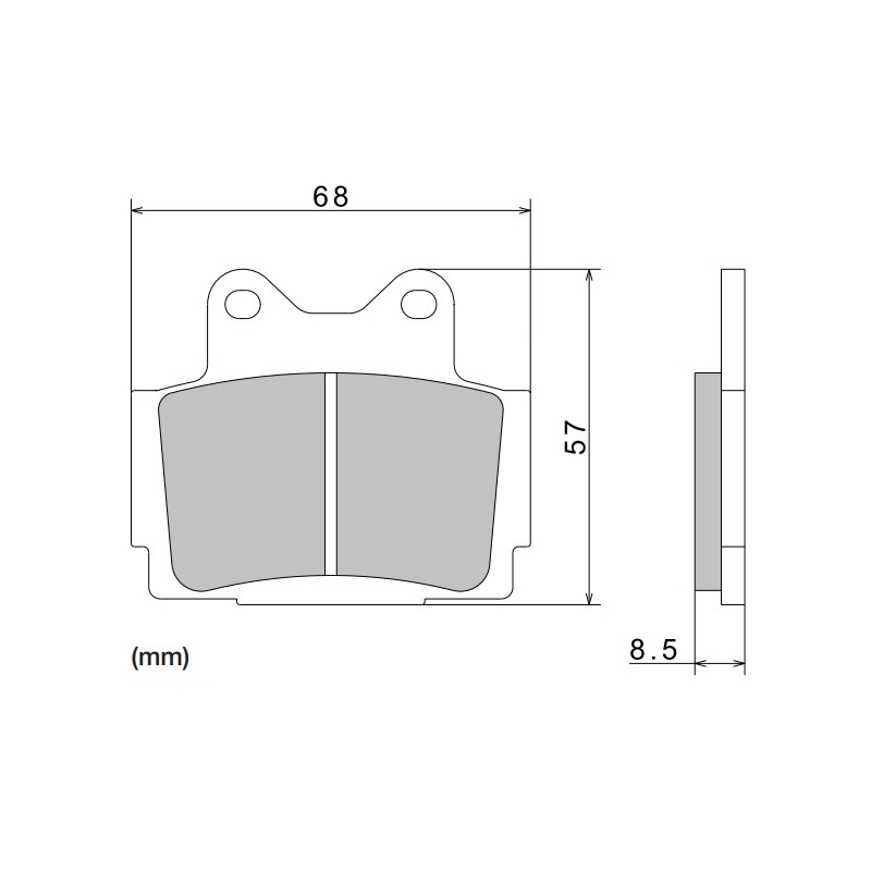 Remblokken NISSIN semi-metallische samenstelling 68x57x8,5 mm 2 stuks