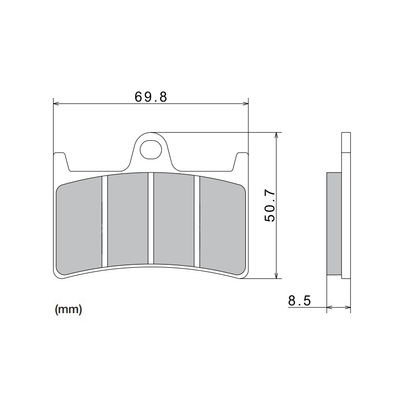 Remblokken NISSIN semi-metallische samenstelling 69,8x50,7x8,5 mm 2 stuks
