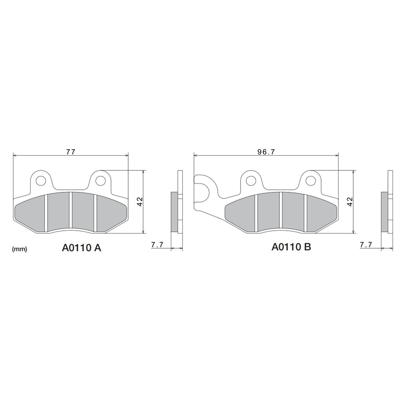 Remblokken NISSIN semi-metallische samenstelling M501-374 2 stuks.