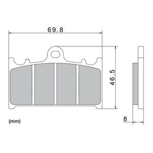 Remblokken NISSIN semi-metallische samenstelling 69,8x46,5x8 mm 2 stuks