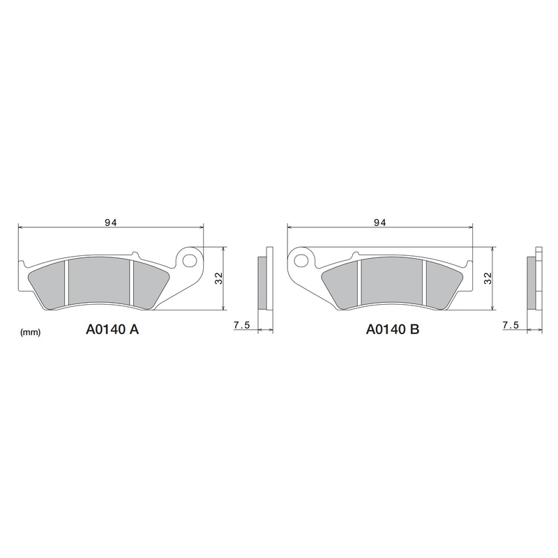 Remblokken NISSIN semi-metallische samenstelling 94x32x7,5 mm 2 stuks