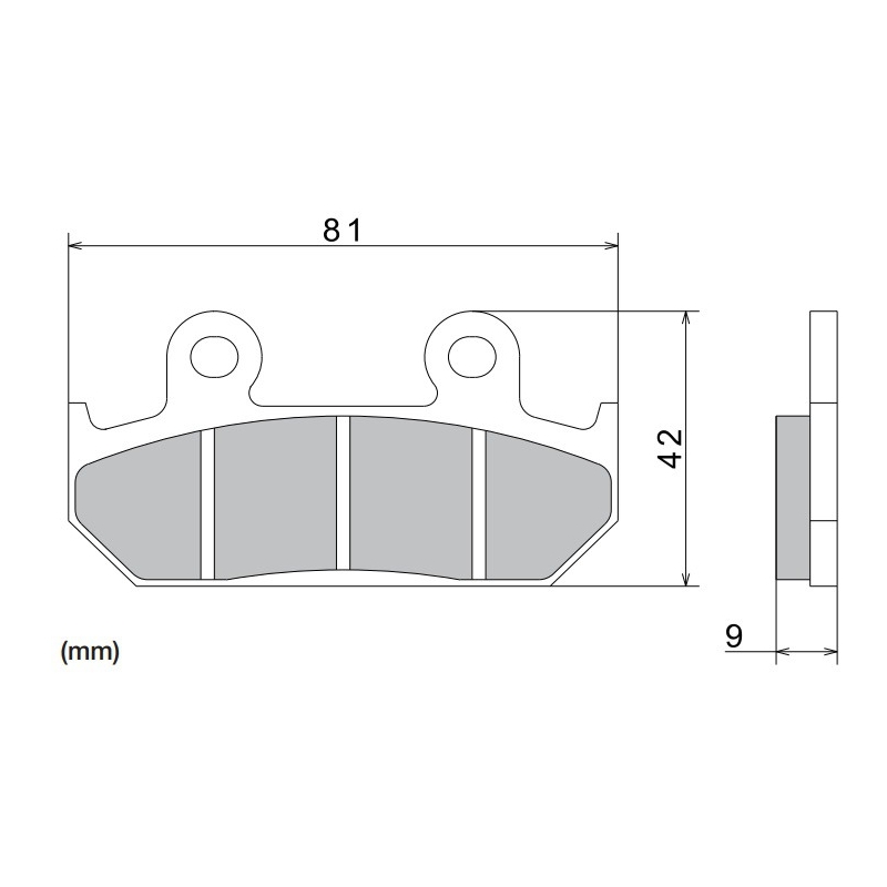Remblokken NISSIN semi-metallische samenstelling 81x42x9 mm 2 stuks