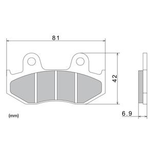 Remblokken NISSIN semi-metallische samenstelling 81x42x6,9 mm 2 stuks