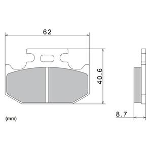 Remblokken NISSIN semi-metallische samenstelling 62x40,6x8,7 mm 2 stuks