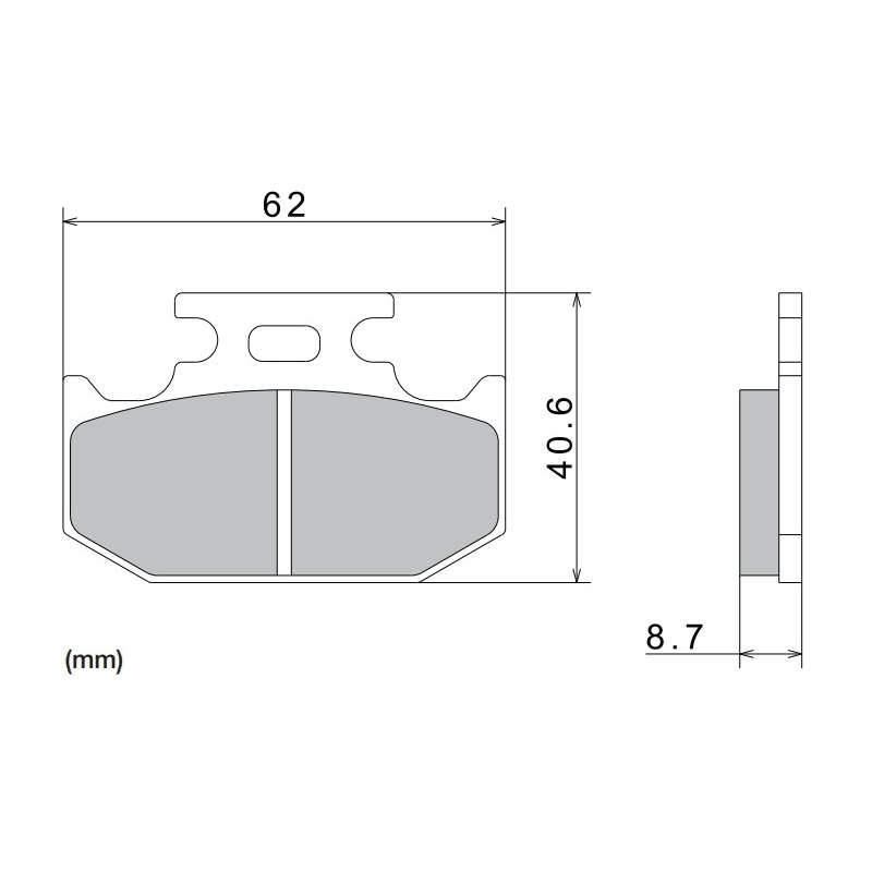 Remblokken NISSIN semi-metallische samenstelling 62x40,6x8,7 mm 2 stuks