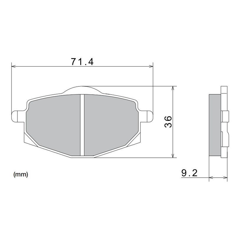 Remblokken NISSIN semi-metallische samenstelling 71,4x36x9,2 mm 2 stuks