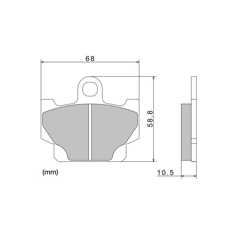 Remblokken NISSIN semi-metallische samenstelling 68x58,8x10,5 mm 2 stuks