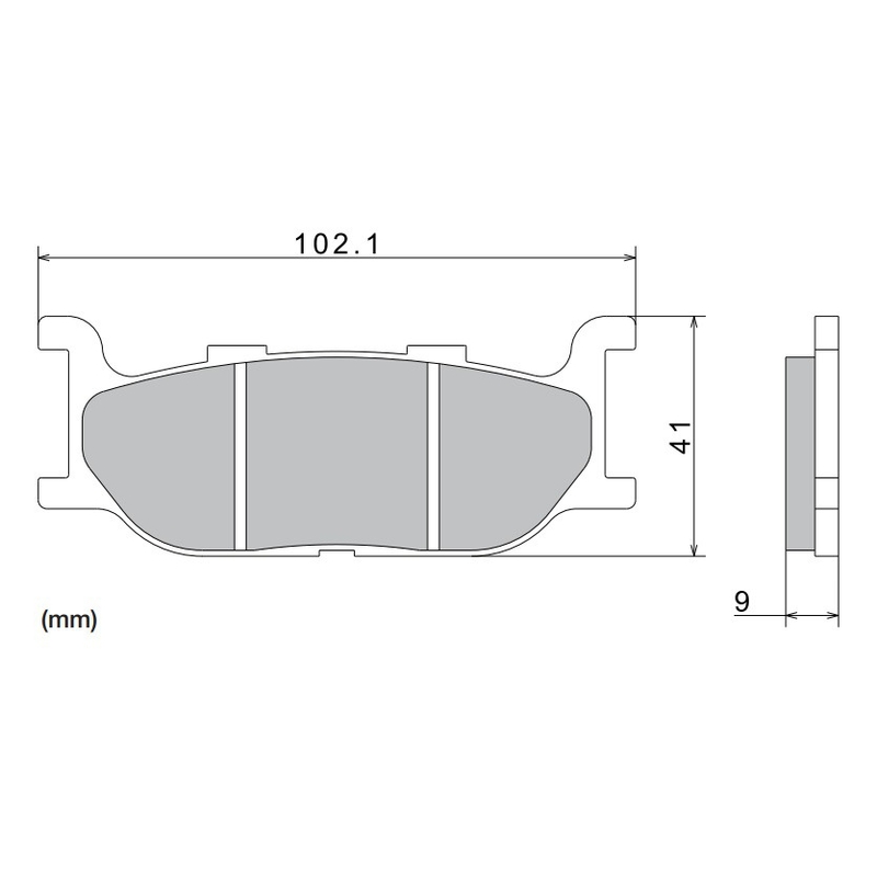Remblokken NISSIN semi-metallische samenstelling 102,1x41x9 mm 2 stuks