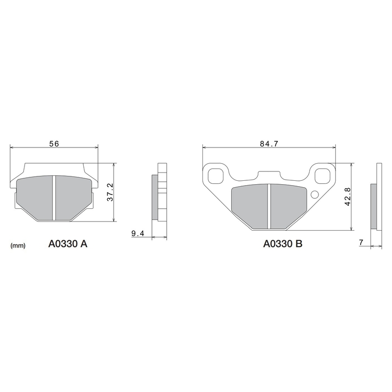 Remblokken NISSIN semi-metallische samenstelling M501-389 2 stuks.