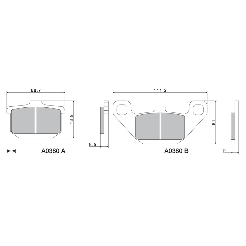 Remblokken NISSIN semi-metallische samenstelling M501-391 2 stuks.