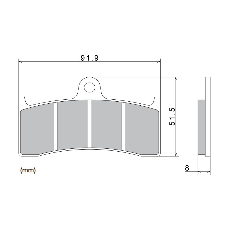 Remblokken NISSIN semi-metallische samenstelling 91,9x51,5x8 mm 2 stuks